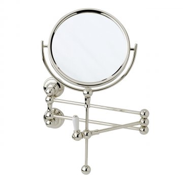 Extendable wall mounted shaving mirror 175mm dia. 1x and 1.5x mag.