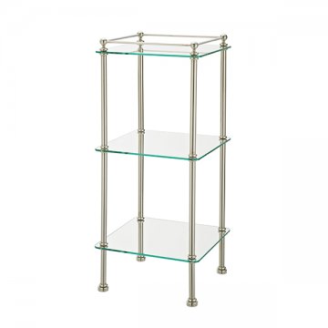 Bathroom stand with three glass shelves. 350W x 830H x 350D