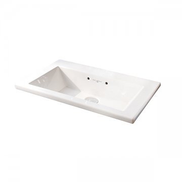 Rectangular top-mounted basin with no tap hole 580 x 370mm