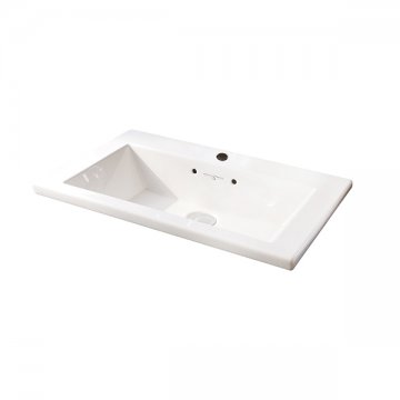 Rectangular top-mounted basin with tap hole 580 x 370mm