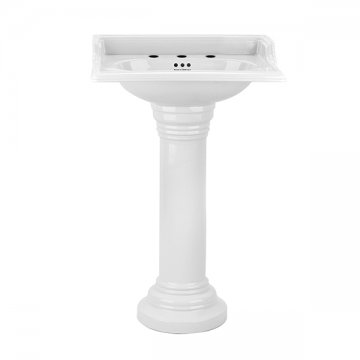 Victorian 630mm basin 3 tap holes with Perrin & Rowe Victorian pedestal