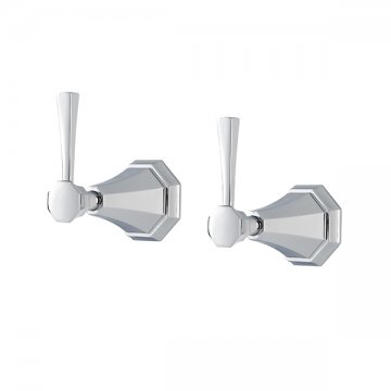 Deco pair of lever handled wall valves for bath or shower