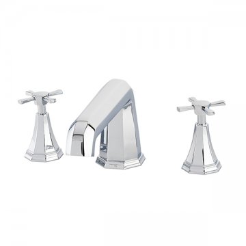 Deco 3 hole hob mounted bath mixer with crosshead taps