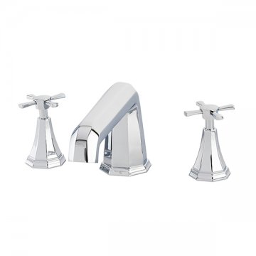 Deco three hole hob mounted bath set with crossheads