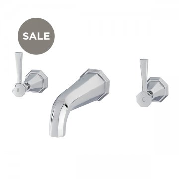 Deco wall-mounted basin mixer with lever taps