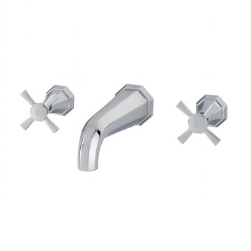 Deco wall-mounted basin mixer with crosshead taps