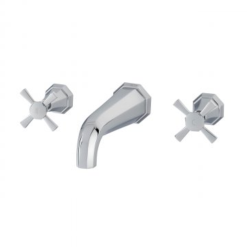 Deco wall mounted basin mixer with crosshead taps