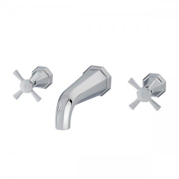 Deco wall mounted bath mixer with crosshead taps