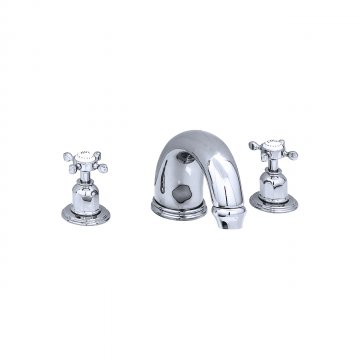 3 hole bath mixer with 180mm high spout & crosshead taps