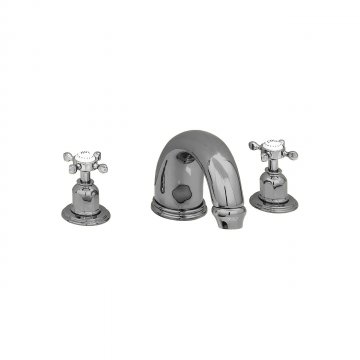 3 hole bath mixer with 255mm high spout & crosshead taps