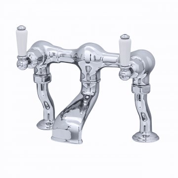 Bath mixer on pillar unions with lever taps