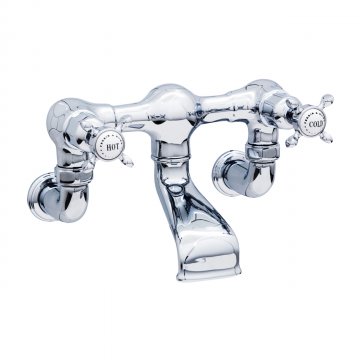 Wall mounted bath mixer with crosshead taps