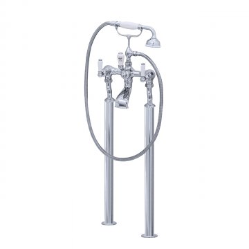 Bath filler on floorlegs with handshower in cradle & lever taps