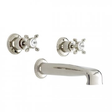 Wall mounted bath set with low bath spout and crossheads