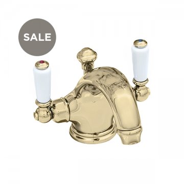 Monobloc basin mixer with white porcelain lever taps