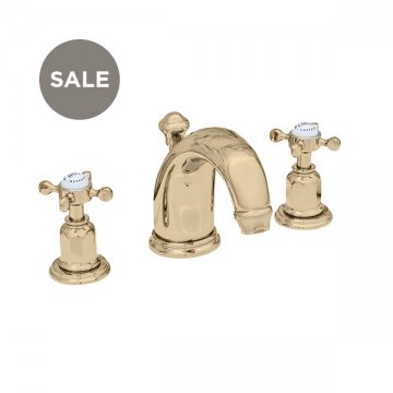 3 hole basin mixer with high spout & crosshead taps