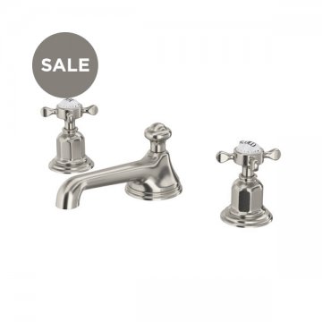 3 hole basin mixer with low spout & crosshead taps