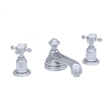 Three hole basin set with low spout and crossheads