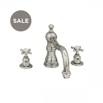 3 hole bath mixer with country spout & crosshead taps