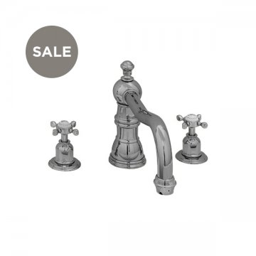 3 hole bath mixer with country spout & crosshead taps