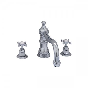 Three hole bath set with country spout and crossheads