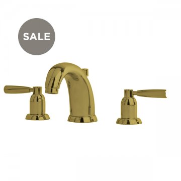 Langbourn 3 hole basin mixer with high spout & metal lever taps