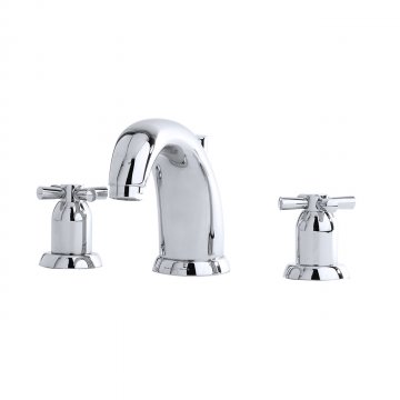 Contemporary 3 hole basin mixer with high spout & crosshead taps
