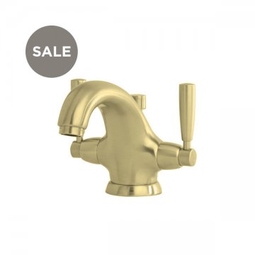 Langbourn monobloc basin mixer with metal lever taps