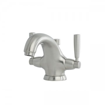 Contemporary monobloc basin mixer with metal lever taps