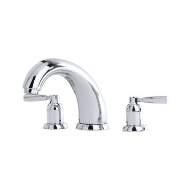 Contemporary three hole bath set with 175mm high spout and metal levers