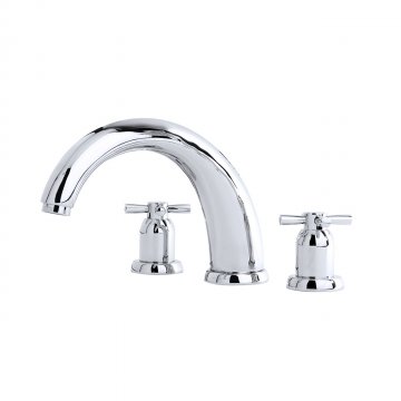 Langbourn 3 hole bath mixer with 260mm high spout & crosshead taps