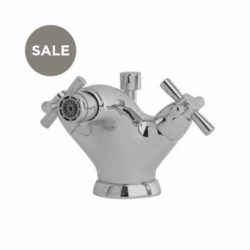 Langbourn monobloc bidet mixer with crosshead taps & pop-up waste
