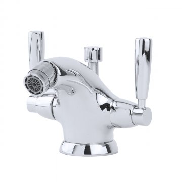 Contemporary monobloc bidet mixer with levers and pop-up waste