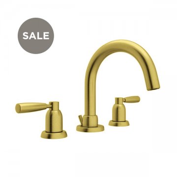 Langbourn 3 hole basin mixer with tubular spout & metal lever taps