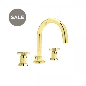 Langbourn 3 hole basin mixer with tubular spout & crosshead taps