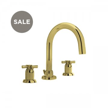 Langbourn 3 hole basin mixer with tubular spout & crosshead taps