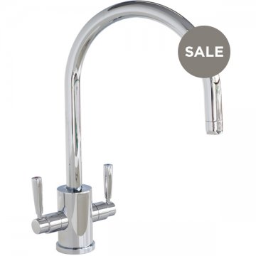 Orbiq 1 hole sink mixer with round spout & metal lever taps
