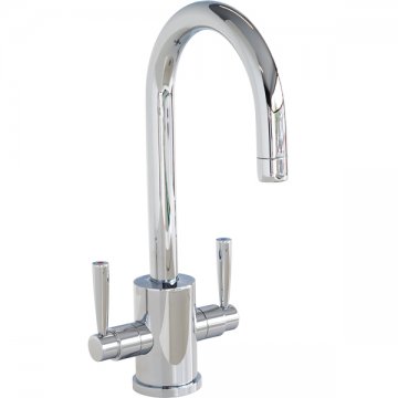 Orbiq 1 hole sink mixer with round bar sink spout & metal lever taps