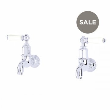 Mayan wall-mounted bibcock kitchen tap set with white porcelain levers