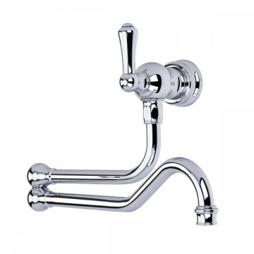 Wall mounted pot filler tap with Country style metal lever handle