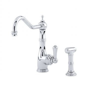 Aquitaine country 1 hole sink mixer with single metal lever & spray rinse