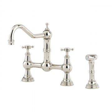 Provence country 2 hole sink mixer with crossheads & spray rinse