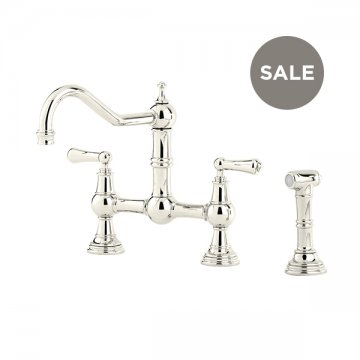 Provence country 2 hole sink mixer with metal levers & spray rinse