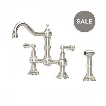 Provence country 2 hole sink mixer with metal levers & spray rinse