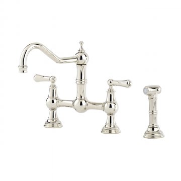 Provence country 2 hole sink mixer with metal levers & spray rinse