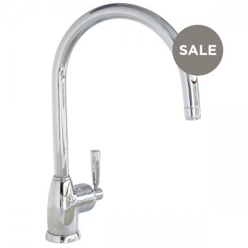 Mimas 1 hole sink mixer with round spout & single metal lever tap