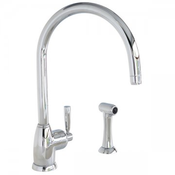 Mimas 1 hole sink mixer with round spout, single lever tap & spray rinse
