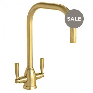 Oberon 1 hole sink mixer with square spout & metal lever taps