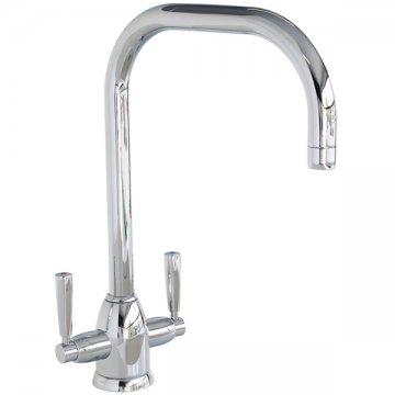 Oberon 1 hole sink mixer with square spout & metal lever taps