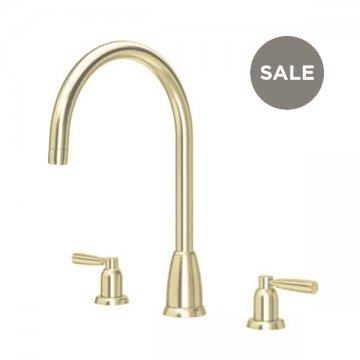Callisto 3 hole sink mixer with round spout & metal lever taps